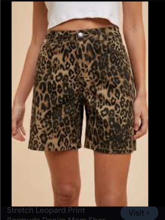 Bershka Pants - Bershka Leopard Print Bermuda Shorts - Jorts